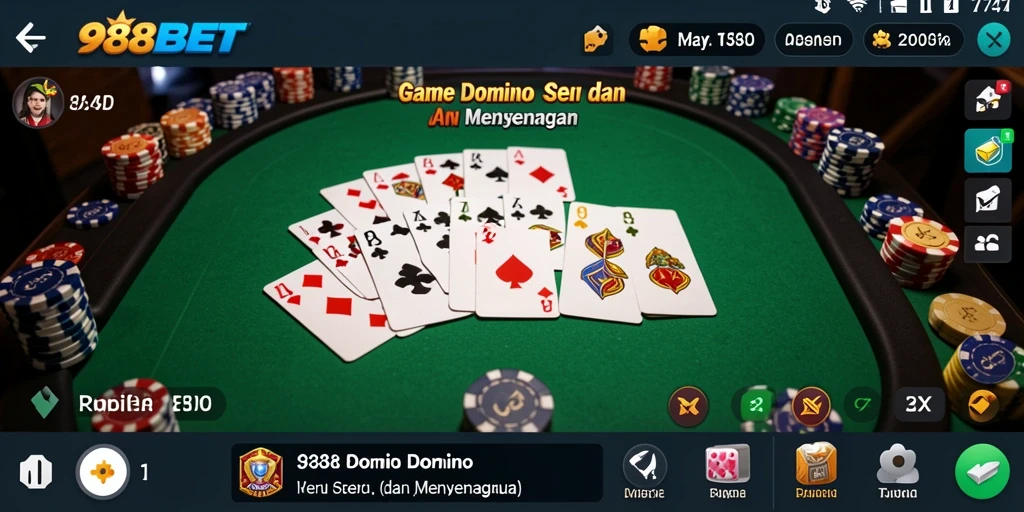 Tampilan utama gameplay Domino di 988BET yang menarik.