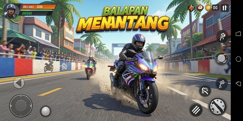 Tampilan gameplay D06 yang mendebarkan dan penuh aksi balap.