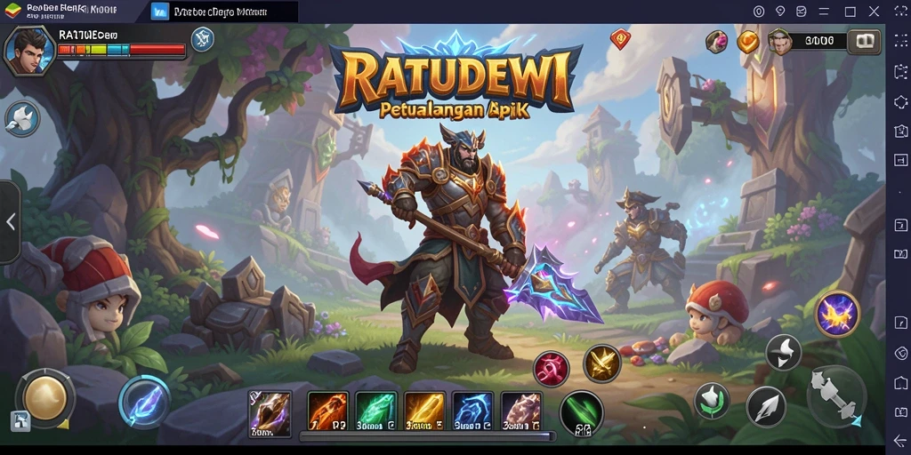 Tampilan gameplay epik dalam RATUDEWI yang memukau.