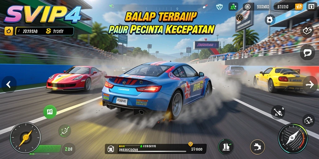 Tampilan gameplay SVIP4 yang menegangkan dan seru saat balapan.