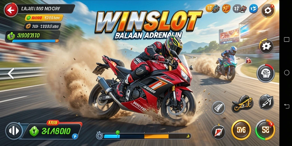 Tampilan gameplay balapan motor yang mendebarkan di WINSLOT.