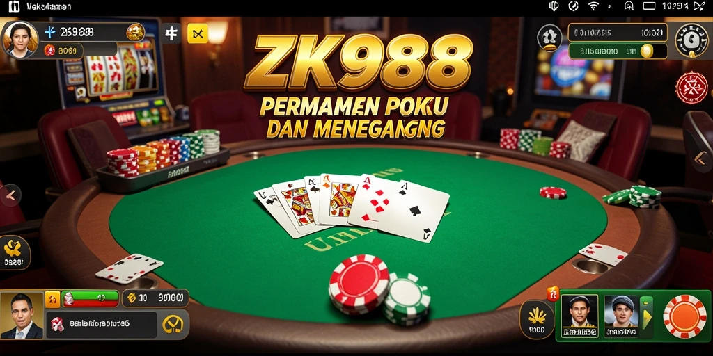 Gameplay ZK988 menampilkan aksi poker yang mendebarkan.